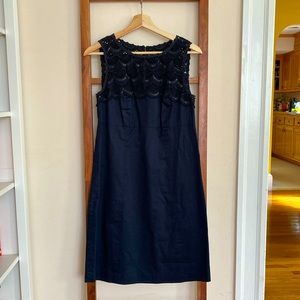 Ann Taylor navy dress with beads & sequins along the top, good condition, size 2